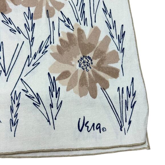 Vintage 70's Vera Neumann Napkins Set of 2 Brown Tan Floral Boho Home VTG Retro - Picture 3 of 4